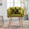 thumbnail image 2 of Olive Green Velvet Chair / Great for Interior Decoration / Smooth Lines and Ornate Appearance, 2 of 6