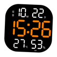 thumbnail image 2 of maskred Digital Wall Clock Temp Date Week Adjustable Display Large Screen Brightness Orange 28 x 28 x 3cm, 2 of 6