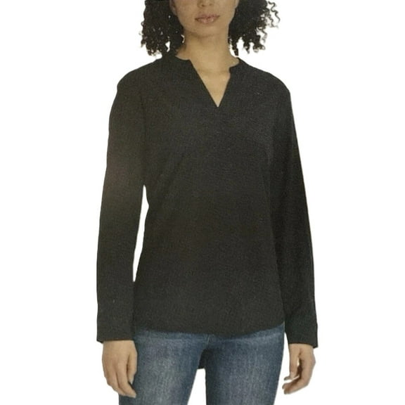 REV3 Women's Long Sleeve V-Neck Blouse | Black, Large
