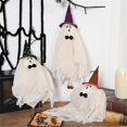 thumbnail image 6 of Hanging Ghosts Halloween Decor, Halloween Decorations Outdoor, Cute Ghost Witch Hat for Patio Yard Front Porch Tree House Party, Black Hat, 6 of 9