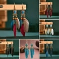 thumbnail image 2 of GKNET Women Fashion Bohemian Earrings Delicate Jewelry Long Tassel Fringe Boho Hook Drop Dangle-navy blue, 2 of 8