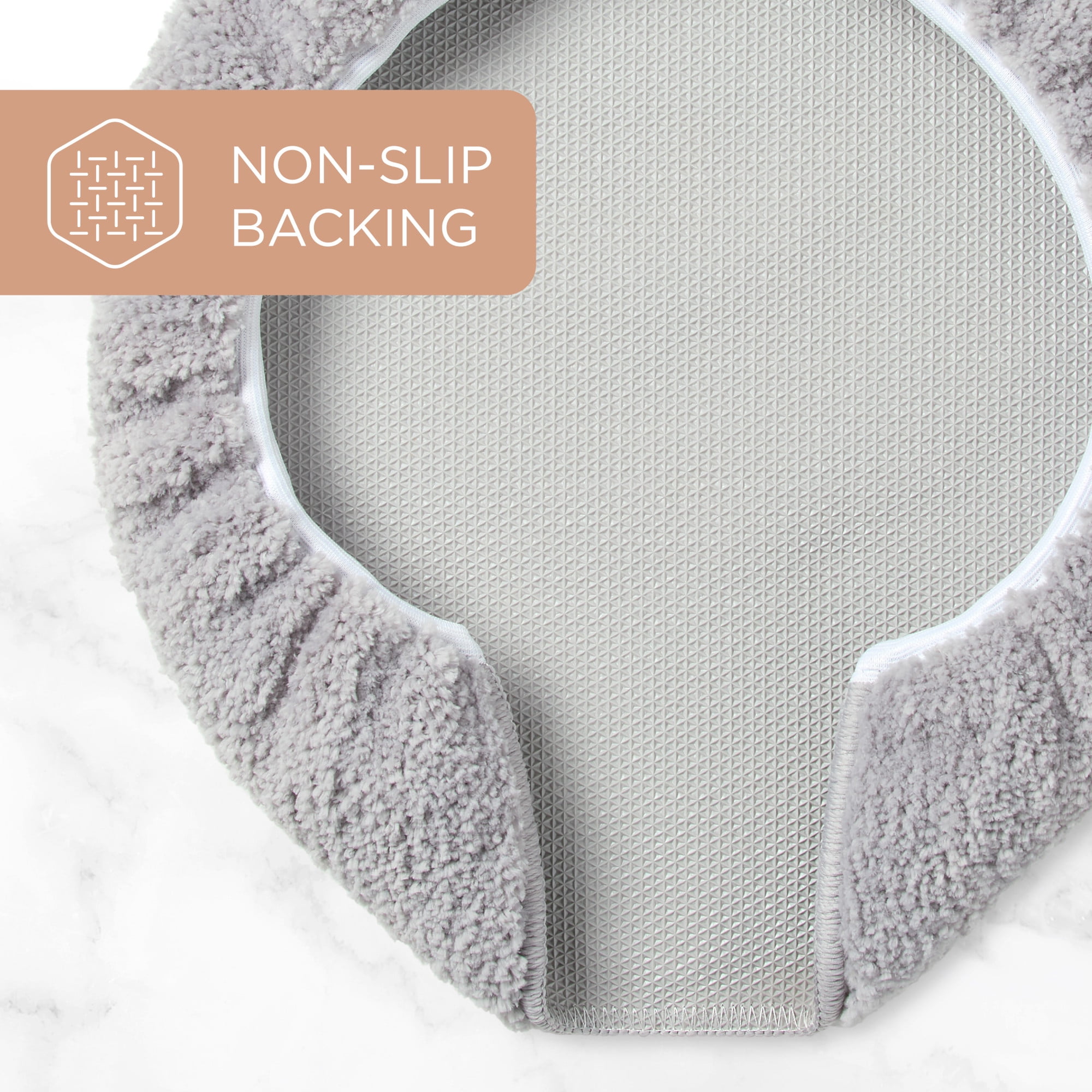 TOWN & COUNTRY EVERYDAY Ultra Plush Solid Tufted Toilet Lid Cover, Soft and Absorbent, Non-Slip Cover, Machine Washable, Grey, 18"x19"