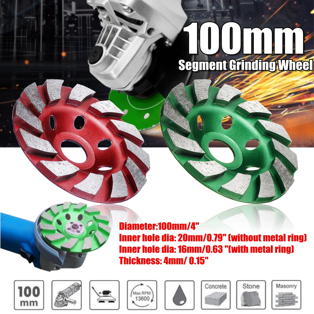 100mm 4" Diamond Cup Grinding Wheel Sanding Disc for Angle Grinder, for Granite, Stone, Marble