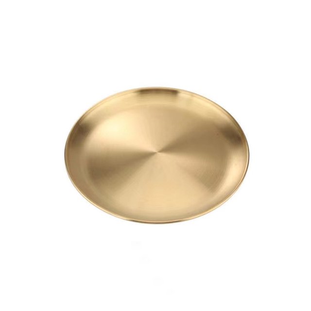 Disco grueso de acero inoxidable para cafetería, bandeja dorada plateada para fruta, plato pequeño para pastel, regalo de vacaciones, 2 uds. Sailing Electrónica