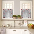 thumbnail image 4 of Christmas Tree Kitchen Curtains and Valances Set, Rod Pocket Curtains Tier Farmhouse Window Curtains 36 Inch Length, Winter Silver Leaves Red Ball Snowflake 3 Piece Kitchen Curtains Set, 4 of 6