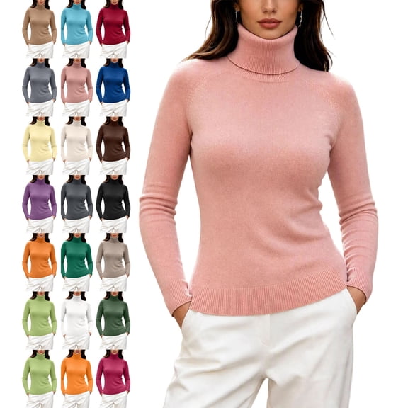 Turtleneck Tops for Women Raglan Knit Sweater Basic Long Sleeve Slim Fit Casual Soft Solid Color Basic Layering Top for Weekend Getaway