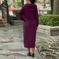 thumbnail image 4 of Chandails à Capuchon pour Femmes Automne et Hiver Ample Grande Jupe Longue Tricotée avec Capuche Robe Décontractée Mode Grande Jupe à Poches, 4 of 5