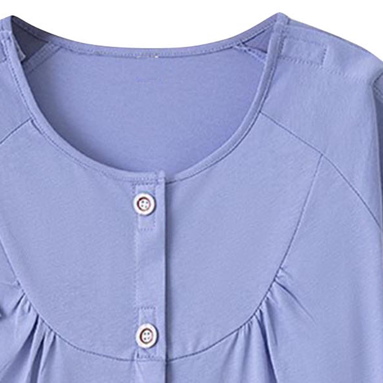 JGGSPWM Womens Adaptive Cotton Post Shoulder Surgery Shirts for After Rotator Cuff Recovery Arm Broken Top Blue L