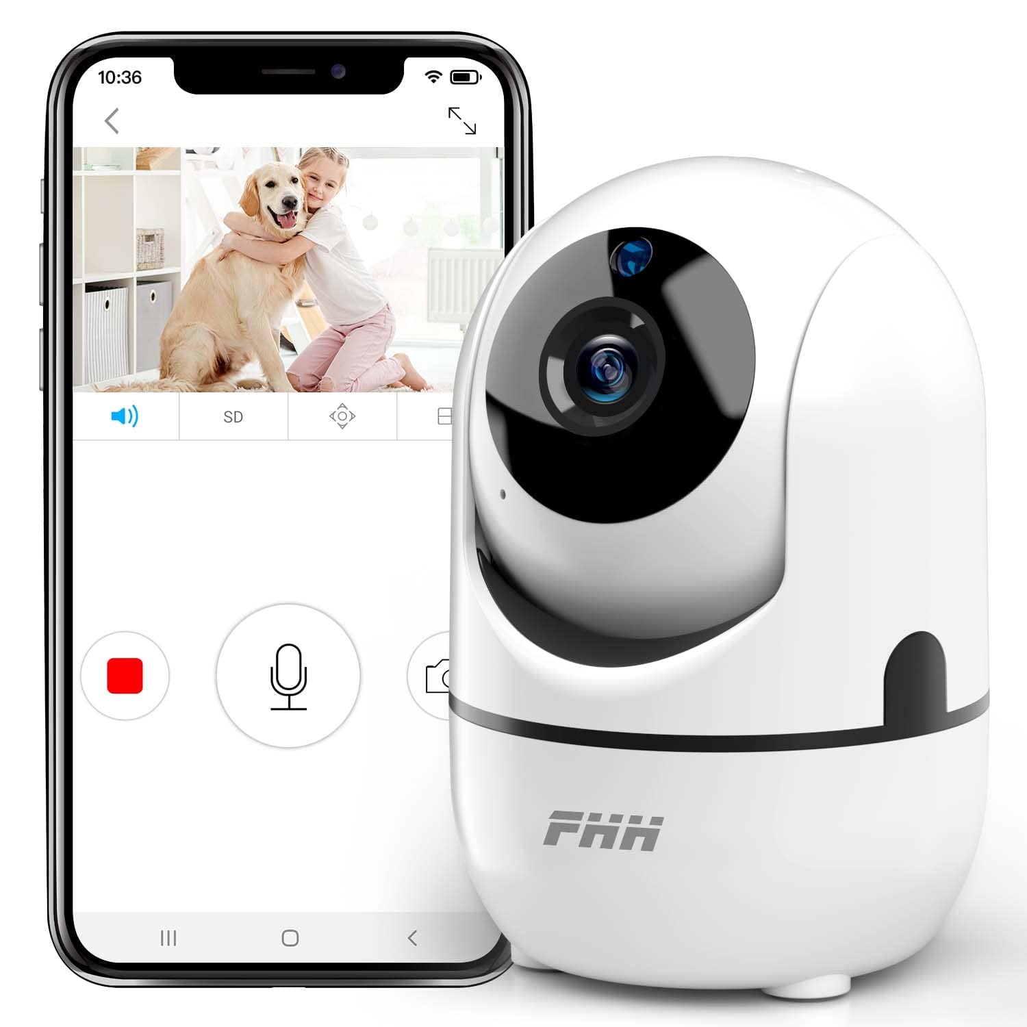 FHH Security Camera 2K Cameras for Home Security with Night Vision, Two