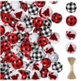 thumbnail image 1 of 100 cuentas de madera a cuadros de Navidad cuentas espaciadoras pulidas con cordel Afortunado Sencillez, 1 of 5