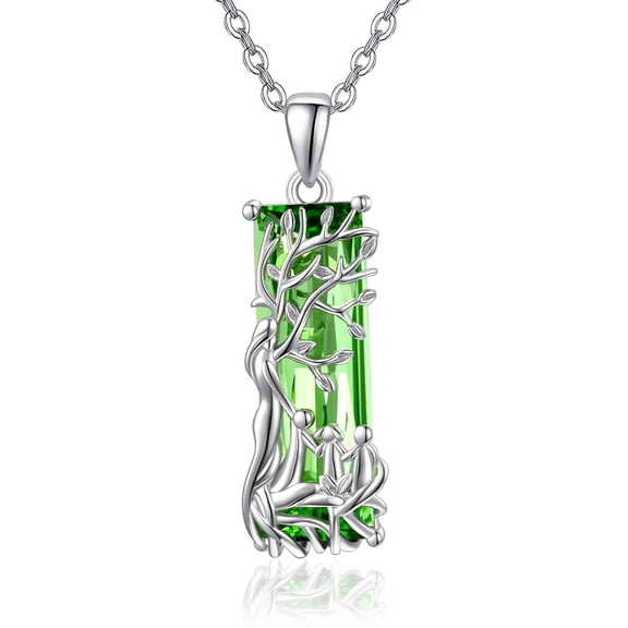 TANGPOET Valentines Day Gifts for Women Her Tree of Life Necklaces for Women Sterling Silver Family Tree of Life Pendant Green Crystal Jewelry everyday Gifts for Women Wife Grandma