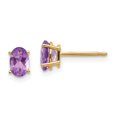 thumbnail image 1 of 14k Yellow Gold Oval February Amethyst Earrings Birthstone Stud Gemstone, 1 of 7
