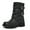 Black, variant on SACFOF Mid Calf Boots For Women with a Wide Toe Box Motorcycle Biker Riding Boots with Buckles Round Toe Dress Boots with Low Chunky Heel