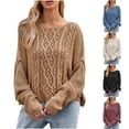 thumbnail image 4 of Lovskoo 2024 Sweaters for Women Striped Knitted Loose Pullover Long Sleeved Top Round Neck Sweater Black, 4 of 4
