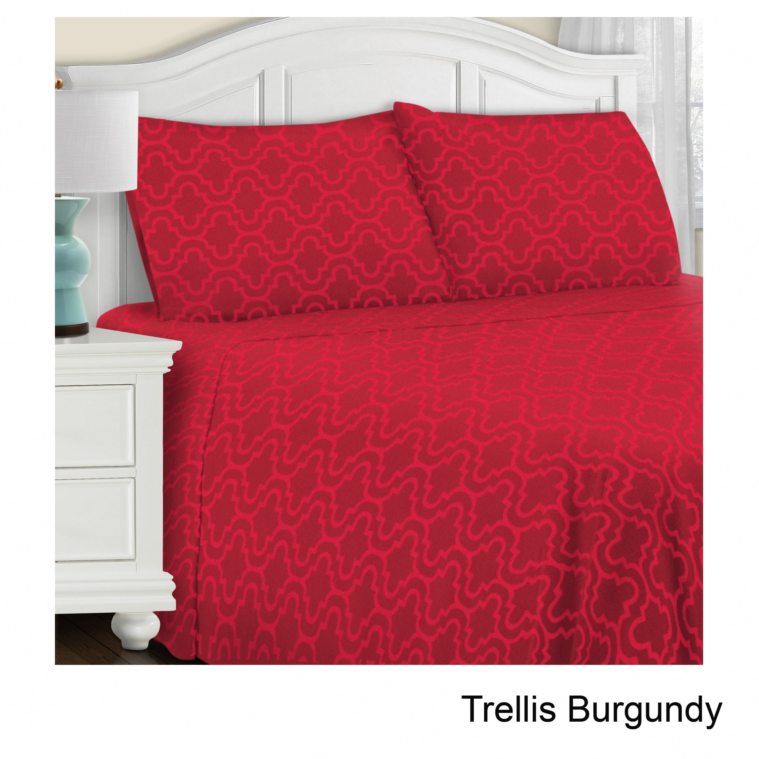 Superior Extra Soft All Season Brushed Cotton Flannel Trellis Sheet Set