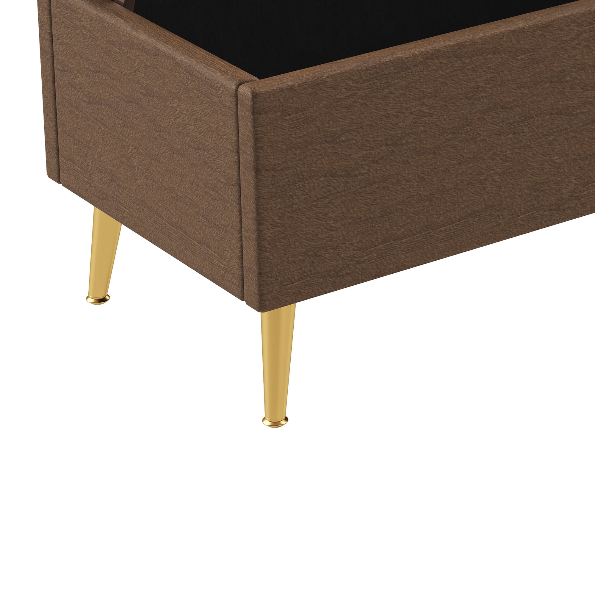 Euroco Modern Storage Ottoman Bench Upholstered Bedroom Bench Entryway Storage Ottoman Tufted Ottoman Bench for Living Room, Bedroom and Entryway, Coffee