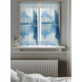 thumbnail image 5 of Blue Ombre Curtains 45 Inch Length, Sheer Curtains for Bedroom Living Room Window Watercolor Landscape Abstract Rustic Rod Pocket Voile Drapes Kitchen Curtains Small Half Window 52"x45" 2 Panels, 5 of 7