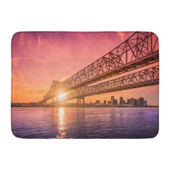 KDAGR New Orleans Louisiana USA at Crescent City Connection Bridge Over The Mississippi River During Sunset Doormat Floor Rug Bath Mat 23.6x15.7 inch