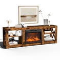 thumbnail image 7 of PAPROOS Fireplace TV Stand for 70 Inch TV, TV Stand with 24'' Electric Fireplace, Entertainment Center with Adjustable Shelves, TV Console Media Console Table for Living Room, Weathered Wood, 7 of 7