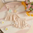 thumbnail image 2 of TOWED22 Infant Toddler Cute Summer Sets 2pcs Tank Tops Sleeveless Shorts Lovely Outfits Clothing Adorable(Beige,9-12 M), 2 of 8