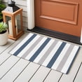 thumbnail image 5 of Blue Gray Striped Large Area Rugs for Bedroom Living Room, Soft Non Slip Carpet Bedside Rug, Farmhouse Stripe Art Rectangular Floor Cover Kitchen Accent Rug 2'x3' for Dining Room/Office, 5 of 9