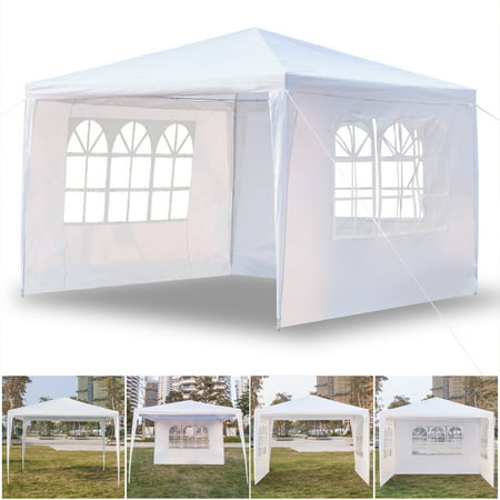 Screened Canopy Tent, 10' x 10' Outdoor Waterproof Patio Gazebo Tent with 4 SideWalls, Heavy Duty Outdoor Party Wedding Tent, Portable Gazebo BBQ Shelter Canopy for Catering Garden Beach Camping,