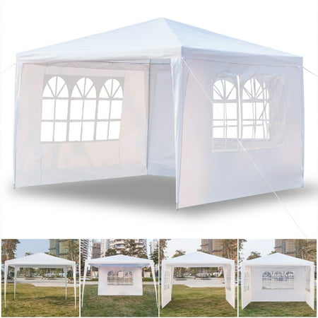 Inexpensive Outside Patio Ideas 10' x 10' Canopy Tent with 3 Side Walls, Heavy Duty Patio Gazebos Tent Outdoor Party Wedding Tent, Portable Sunshade Shelter Folding Canopy - UV Coated, Waterproof Gazebo Tent for Outside, I7397 ()