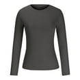 thumbnail image 5 of Timegard Tops for Women Ribbed Undershirts Scoop Neck Long Sleeve Solid Color Top Fall Casual Slim Tops, 5 of 6