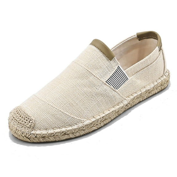Men's Casual Shoes Trendy Breathable Linen Sneakers Stylish Espadrille Fisherman Footwear For Everyday Wear 8 Beige