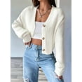 thumbnail image 4 of Women'S Long Sleeve Button Front V-Neck Soft Knit Cardigan Sweaters White S, 4 of 7