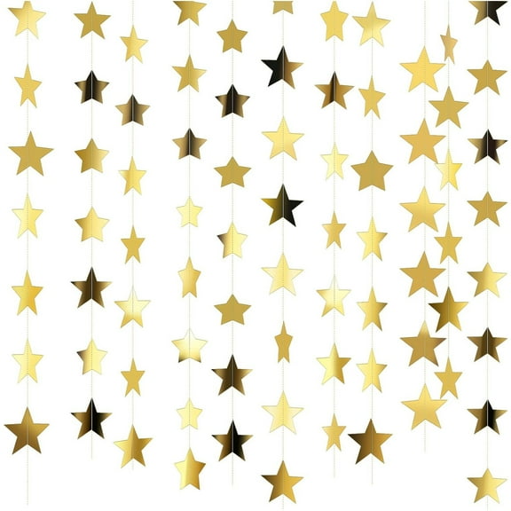 Glitter Star Garland Banner Decor 130 Feet Star Hanging Bunting Banner Twinkle Backdrop for Homecoming Classroom Wedding Birthday Party Supplies