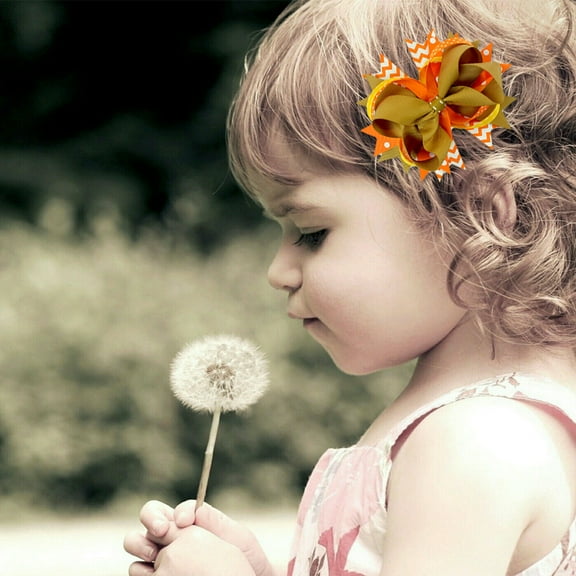 MLINS Multi Color Girls Hairclip Bowknot Clip Durable Cloth Hair Accessories for Thanksgiving Day Decoration Size 4.5 Inches