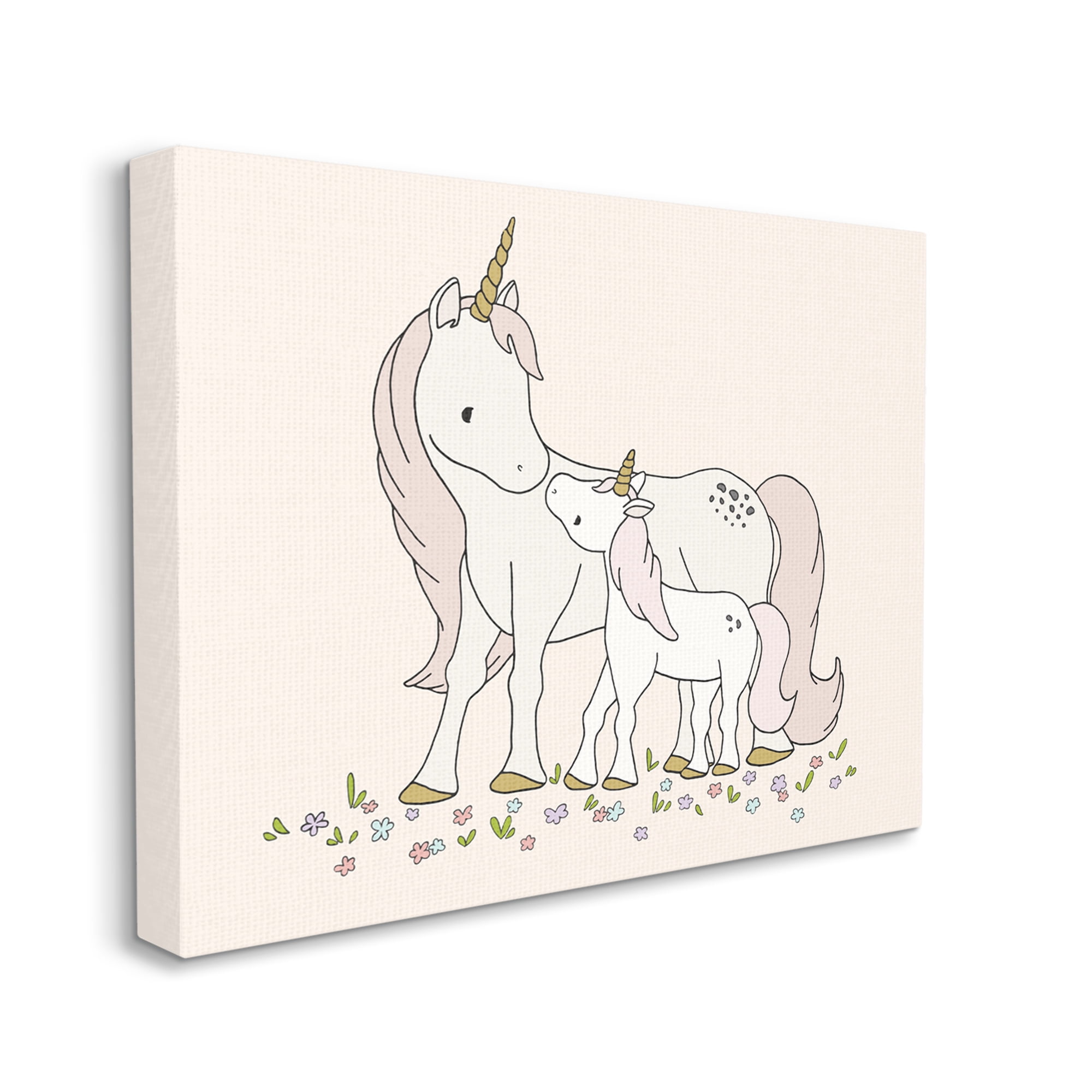Stupell Industries Magical Unicorn Mother & Baby Family Flower Meadow Graphic Art Gallery Wrapped Canvas Print Wall Art, Design by Sweet Melody Designs