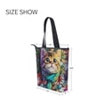 thumbnail image 7 of Zipper canvas bag large capacity large size practical handbag durable Canvas with leather material Christmas Decoration Lovely Kitten, 7 of 7