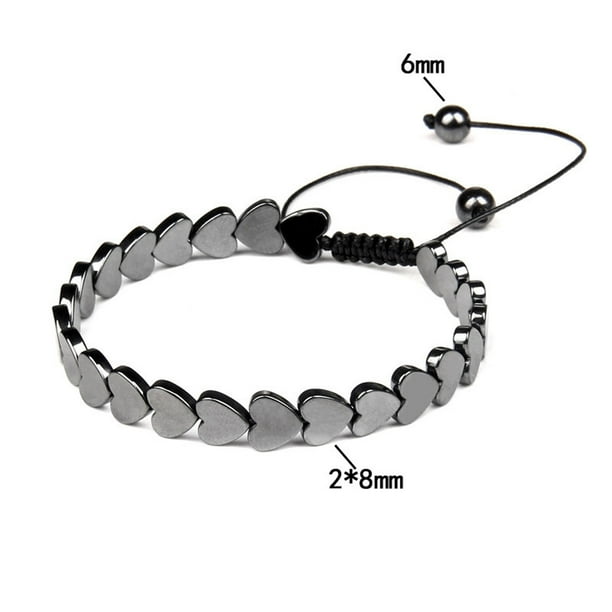Pulsera magnética de piedra biliar negra, piedra energética para la salud, pulsera tejida retro