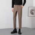thumbnail image 3 of Pantalones de trabajo refrescantes para hombres, pantalones de oficina de seda de hielo, trajes rectos para hombre, tela clásica, sastrería coreana, reseñas, muchas novedades, 3 of 5
