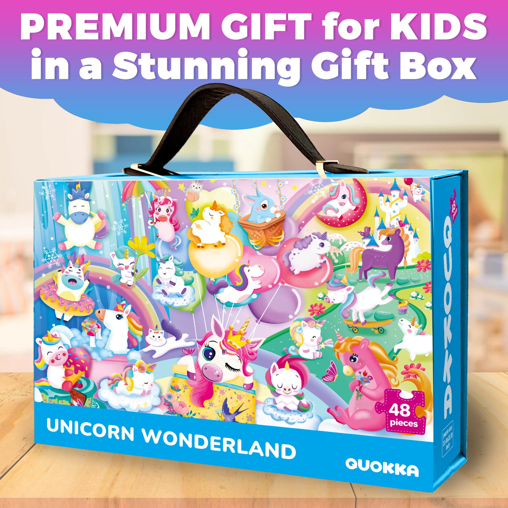 Quokka Floor Puzzles for Kids Ages 4-6 – 48 Large Piece Unicorn Jigsaw Puzzles – Educational Toys for Children 3 5