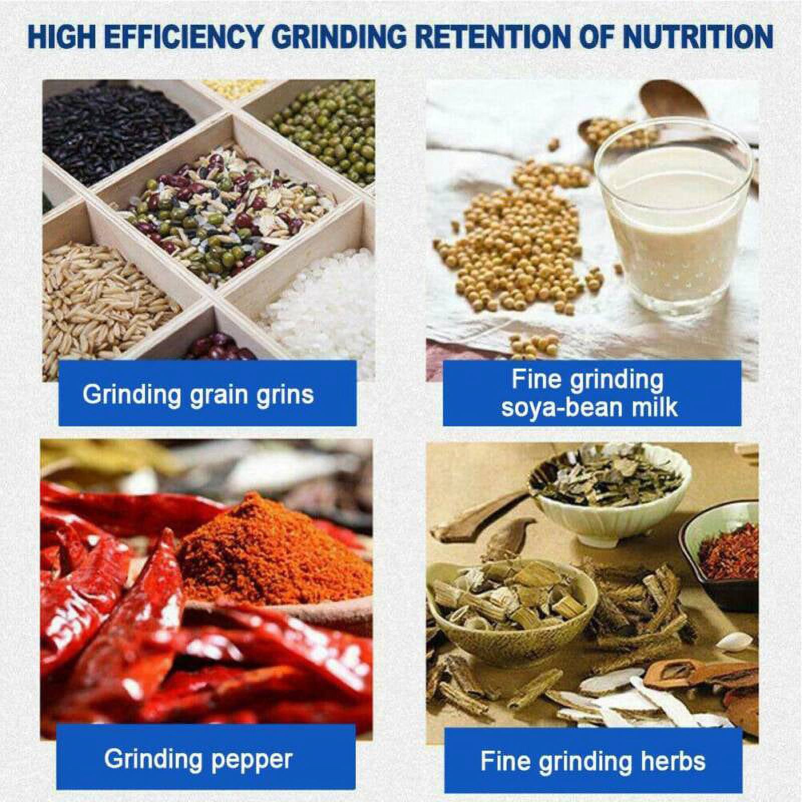 Jacgood 110V 3000W Electric Grain Mill Grinder Corn Grinder, Dry Corn Grain Rice Wheat Feed Grinding Machine with Funnel