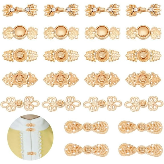 24 PCS 6 Styles Shawl Clips Vintage Flower Alloy Snap Lock Clasps Gloden Cloak Clasp Sews Retro Cardigan Clips