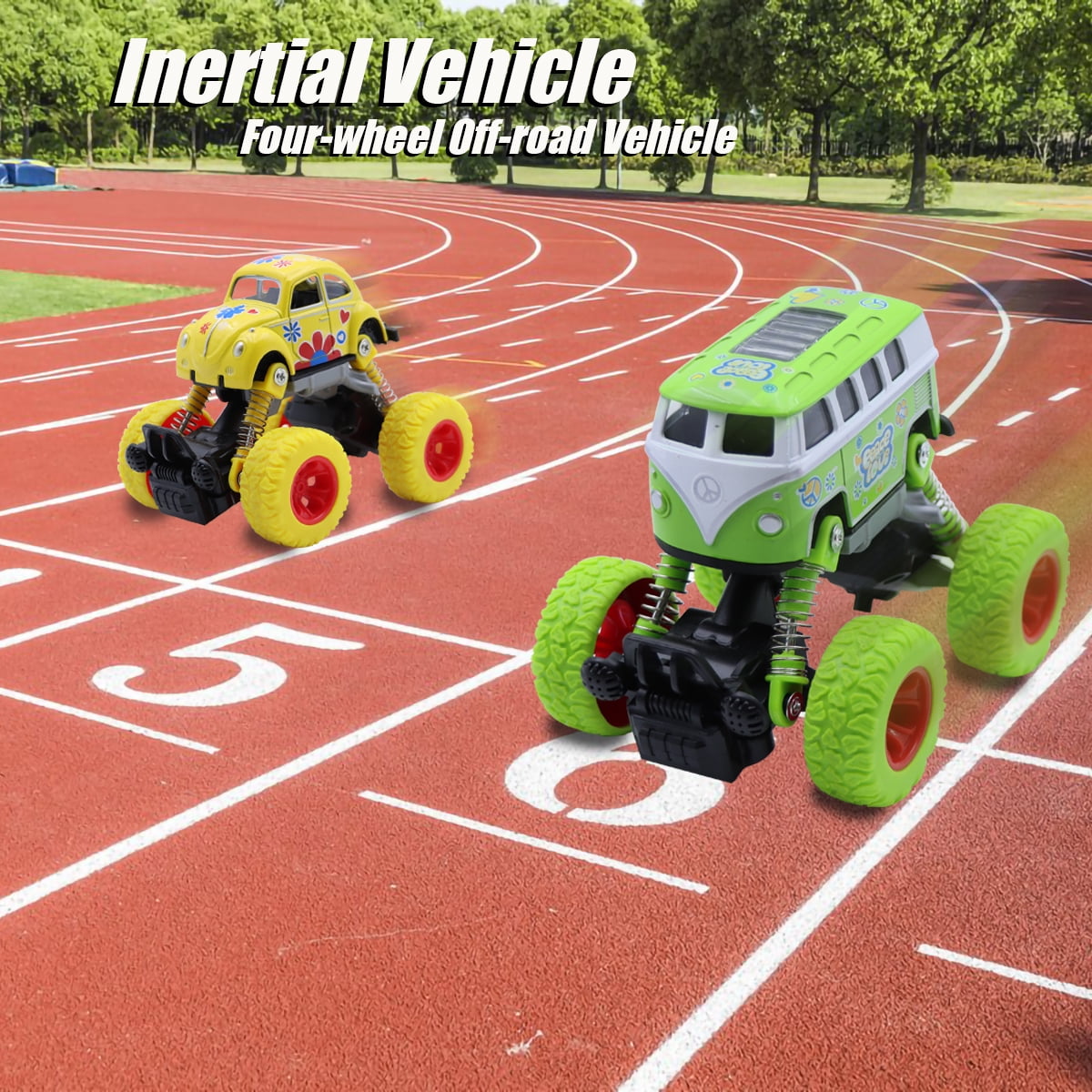 Ficcug 2 Pack Pull Back Cars Toys,Friction Powered Trucks for Kids,Toddler Toys for 1 2 3 4 5 + Year Old Boys Girls