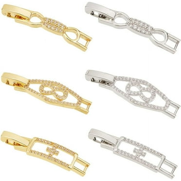 6Pcs Zirconia Watch Extender Platinum Golden Necklace Bracelet Extender Chain Extension Clasp with Cubic Zirconia for Bracelet Necklace Making DIY Jewelry Extender - 6Styles DIY