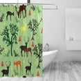 thumbnail image 2 of Coolnut Deers Trees On Green Bath Shower Curtain Liners 66x72in, 100% Polyester Waterproof with C-Shaped Curtain Hook Modern Bathroom Decoration 1 Panel, 2 of 5