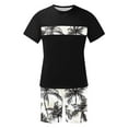 thumbnail image 5 of VBTAPA Mens Beach Short Sets 2 Piece Outfits Tropical Summer Casual T Shirts and Shorts Tracksuit Set with Pockets Black L, 5 of 6