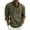 hgg046-Army Green, variant on Mens Ethnic Print Fashion Casual Loose Bohemian Linen Henley Button Placket Long Sleeve Stand Collar Shirt Relaxed Boho Style Long Sleeve Collared Top