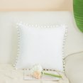 thumbnail image 2 of Unique Bargains Velvet Pillow Cover with Pompoms for Sofa 1PCS Snow White 20x20Inch, 2 of 8