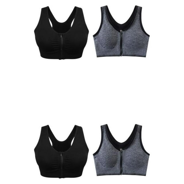 kurtrusly 2pieces Versatile Performance With Wide Application Sports Bra Seamless black + gray XL 2Set