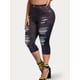 thumbnail image 1 of Jeggings Talla Extra Estampado Rasgado 3D Rosegal Leggings de talla grande, 1 of 5