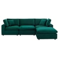 thumbnail image 3 of Modway Commix 4-Piece Down Filled Overstuffed Performance Velvet Sectional Sofa in Green, 3 of 5
