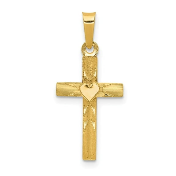 Auriga Fine Jewelry 14K Yellow Gold Hollow Cross Charm for Women (L - 24mm, W - 11mm)