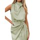 thumbnail image 2 of Mini Vestido de Mujer, Elegante Vestido de Verano de Cuello Tortuga sin Mangas y Cintura Atada para Fiesta Club Nituyy Vestido de tirantes de satén, 2 of 5
